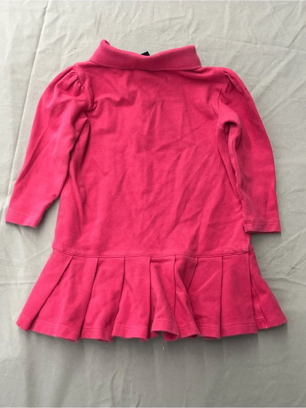Ralph Lauren Hot Pink Long-Sleeve Polo Dress with Pleated Skirt Size 18 Months